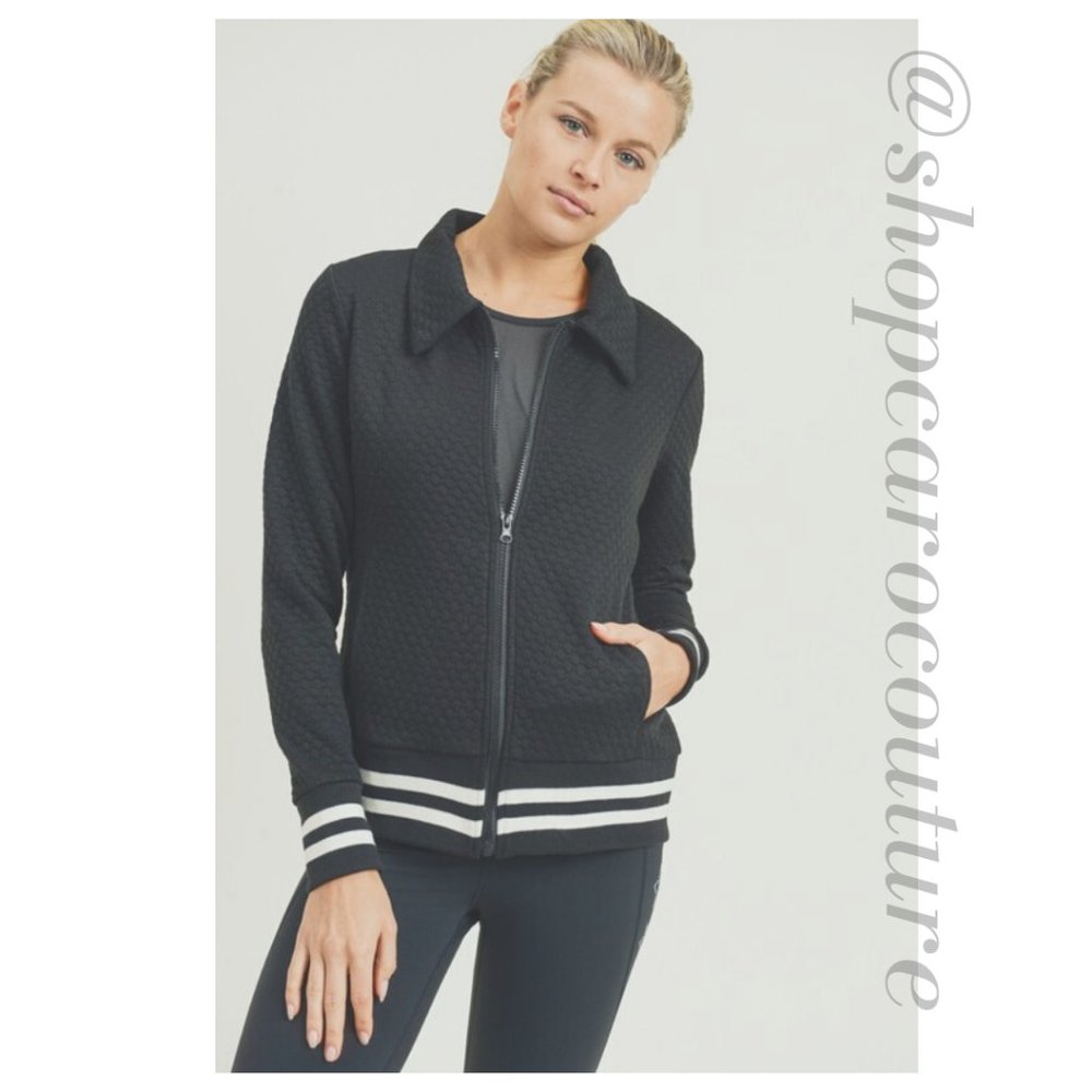 MONO B Honeycomb Quilted Varsity Active Jacket